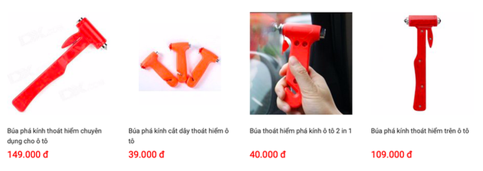 Người đi xe lùng sục mua dụng cụ phá kính sau tai nạn ô tô đuối nước - 3 Búa thoát hiểm có giá không quá đắt và tích hợp cả dao cắt dây an toàn
