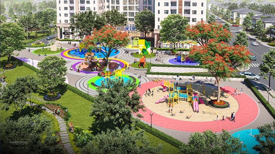 Công viên Rainbow Land xanh mát là nơi vui chơi cho các cư dân nhí của Dream Home Riverside