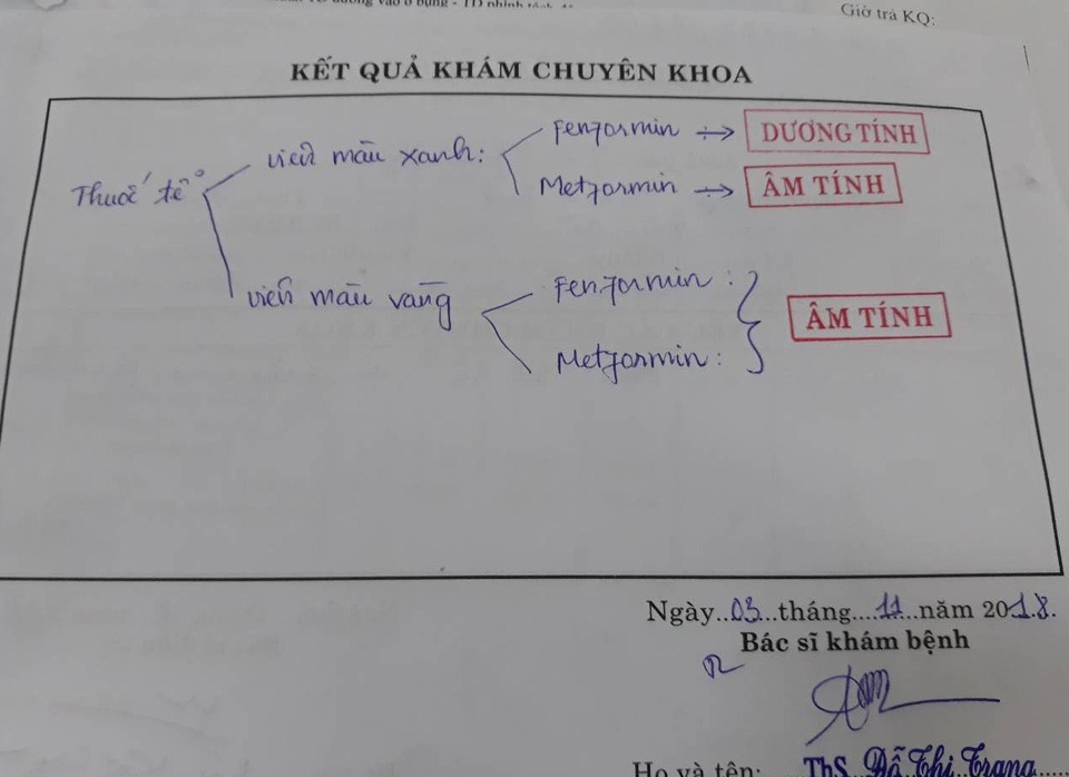 Liên tiếp 2 người tử vong, 1 nguy kịch vì uống thuốc tễ chữa tiểu đường - 2 Kết quả xét nghiệm cho thấy thuốc tễ viên màu xanh dương tính với Phenformin - một chất cấm dùng trong điều trị tiểu đường.