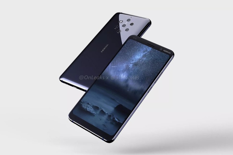Nokia 9 với thiết kế màn hình tràn viền và mặt sau là sự hiện diện của cụm 5 camera