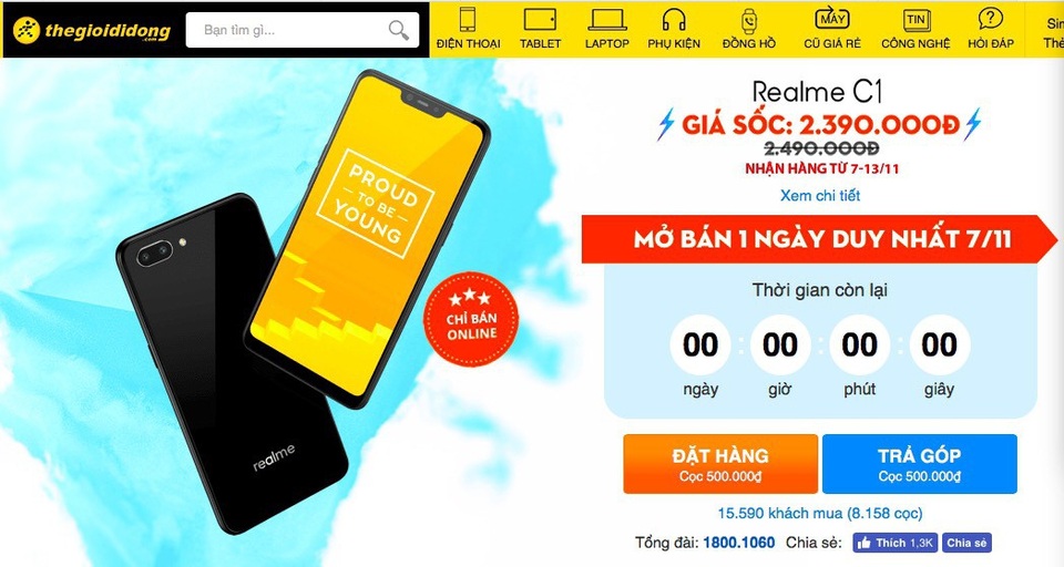 Vượt quá 11.000 máy bán ra, Realme C1 đang làm nóng tháng 11 - 1