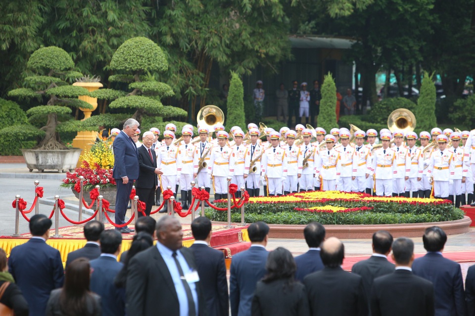 Tổng Bí thư, Chủ tịch nước Nguyễn Phú Trọng chủ trì lễ đón lãnh đạo Cuba - 1