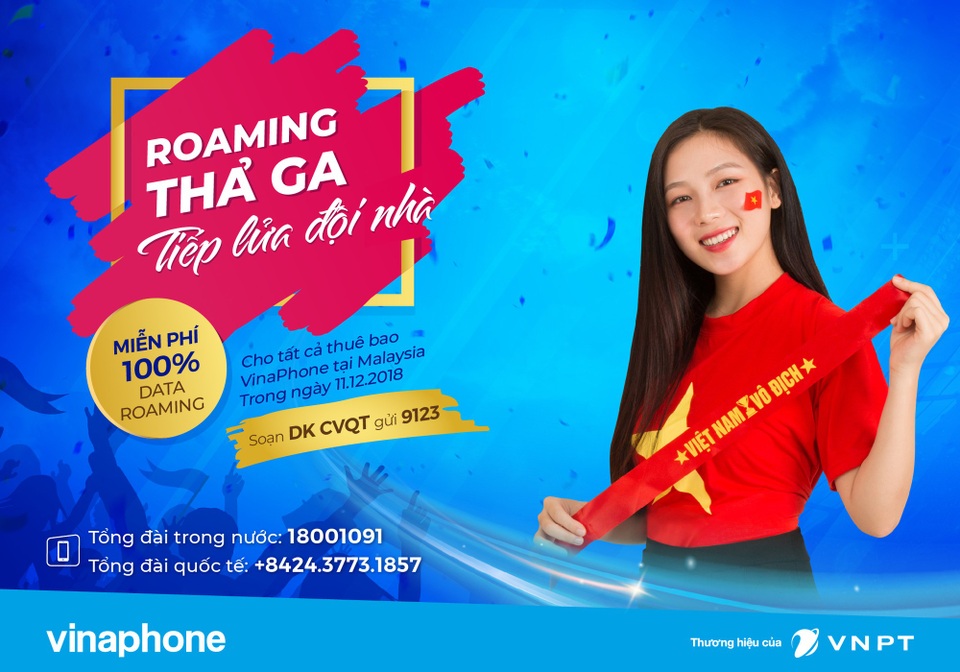 Vinaphone miễn phí DATA Roaming trong ngày diễn ra trận chung kết Việt Nam- Malaysia - 1