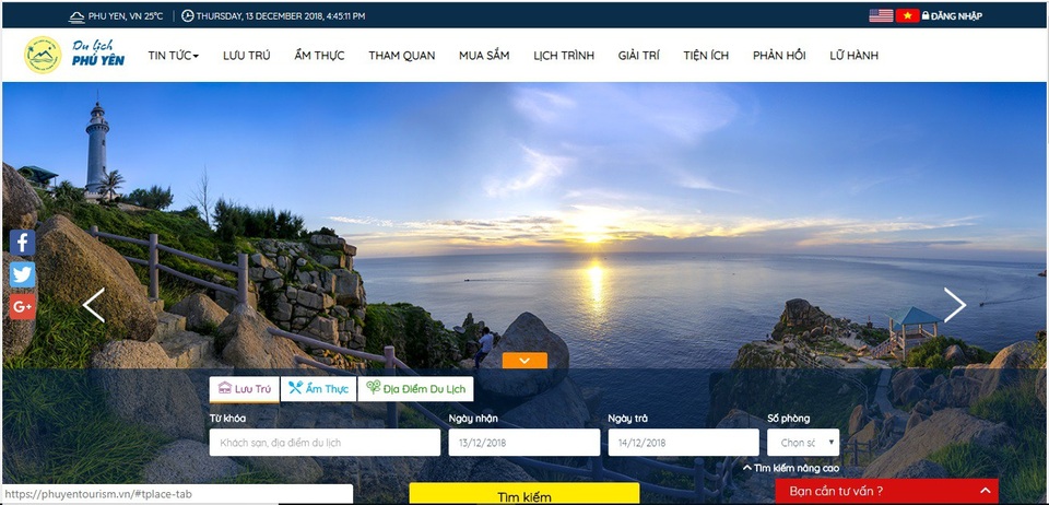 Trang chủ của Cổng thông tin du lịch thông minh