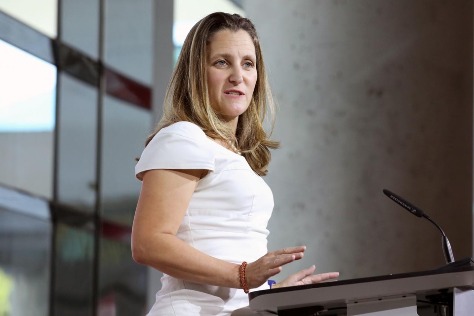 Công dân Canada mất liên lạc sau khi bị Trung Quốc thẩm vấn - 1 Ngoại trưởng Canada Chrystia Freeland (Ảnh: Reuters)