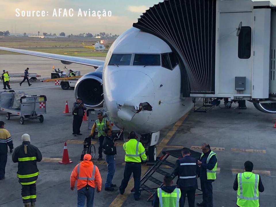 Máy bay chở khách Mexico vỡ đầu vì nghi đâm phải UAV trên không - 2 (Ảnh: Twitter)