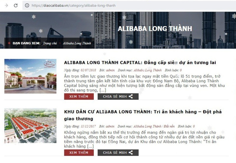 Công an tiếp tục điều tra Công ty Địa ốc Alibaba, Việt Hưng Phát, Kim Phát - 2 Các dự án “trên giấy” của Công ty Alibaba tại tỉnh Đồng Nai được quảng bá rầm rộ trong khi các cơ quan chức năng của tỉnh Đồng Nai chưa chấp nhận chủ trương đối với bất kỳ dự án khu dân cư nào của công ty này.