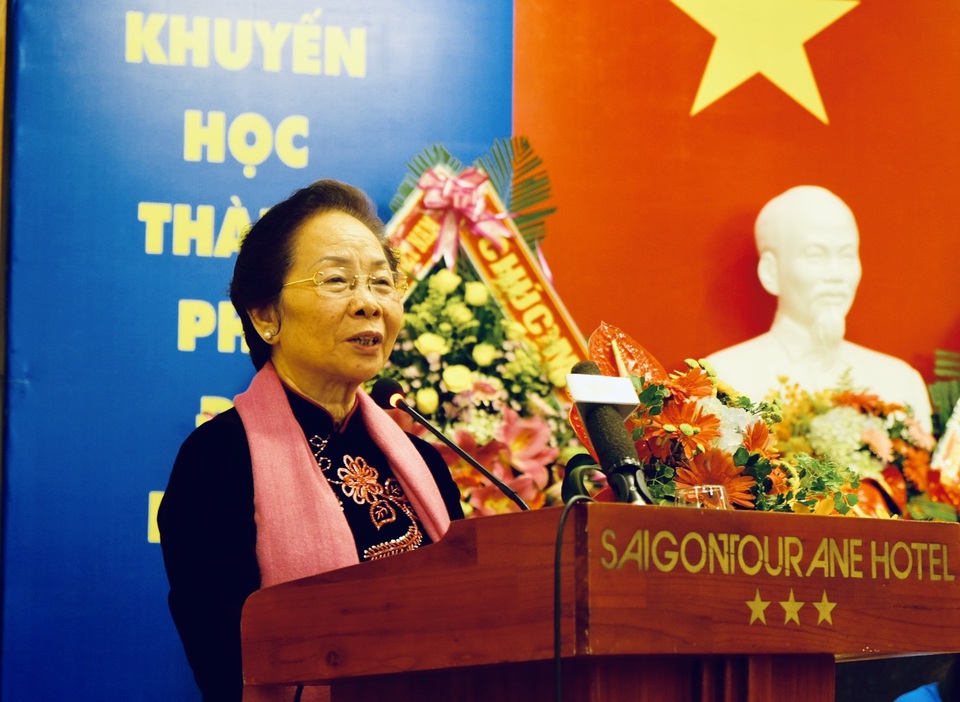Chủ tịch Hội Khuyến học Việt Nam: Cần kéo các trường ĐH, CĐ vào hoạt động khuyến học - 1 GS.TS Nguyễn Thị Doan - nguyên Phó Chủ tịch nước, Chủ tịch Hội Khuyến học Việt Nam phát biểu tại Đại hội đại biểu HKH TP Đà Nẵng nhiệm kỳ 2018 - 2023