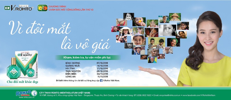 Nhìn lại hành trình “Chăm sóc mắt cộng đồng 2018” - 4 Là hoạt động thường niên của Công ty Rohto-Mentholatum Việt Nam, chương trình Chăm Sóc Mắt Cộng Đồng lần thứ 13 phối hợp với các bệnh viện nhãn khoa uy tín và tổ chức Help-Portrait thực hiện chuỗi chương trình khám mắt cho người dân tại 6 tỉnh thành gồm: Bình Dương (7/10/2018), Quảng Ngãi (14/10/2018), Hà Tĩnh (21/10/2018), Thái Nguyên (28/10/2018), Điện Biên (4/11/2018) và Long An (11/11/2018).