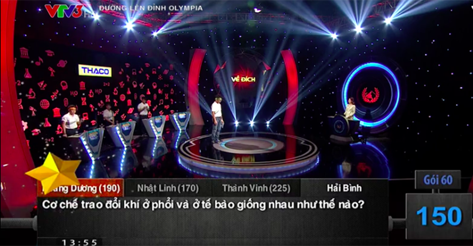 Cuộc thi Tháng Olympia rượt đuổi gay cấn, cả 4 thí sinh đều chọn Ngôi sao hi vọng - 2 Cả 4 thí sinh đều sử dụng Ngôi sao hi vọng nhưng chỉ có Hải Bình là thất bại.