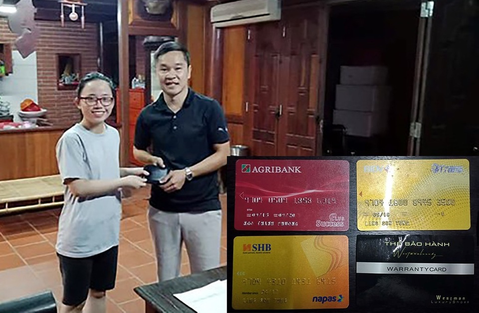 Nữ sinh trường Phan trả lại 20 triệu đồng cho người đánh rơi - 1 Em Hồ Diệu Hương trả lại tài sản nhặt được cho anh Tùng (Ảnh: Gia đình cung cấp).