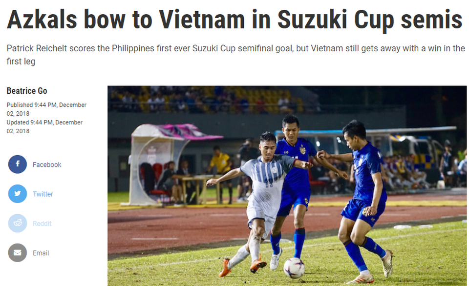 Báo Philippines ngả mũ trước chiến thắng của đội tuyển Việt Nam - 1
Tờ Rappler thừa nhận đội tuyển Việt Nam xứng đáng chiến thắng