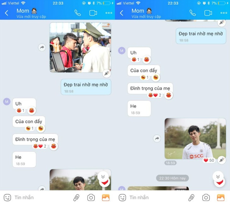 Dân mạng thích thú chuyện bà mẹ U50: “Quang Hải của con, Đình Trọng của mẹ” - 1 Đoạn tin nhắn của Quỳnh Chi và mẹ gây “bão” mạng