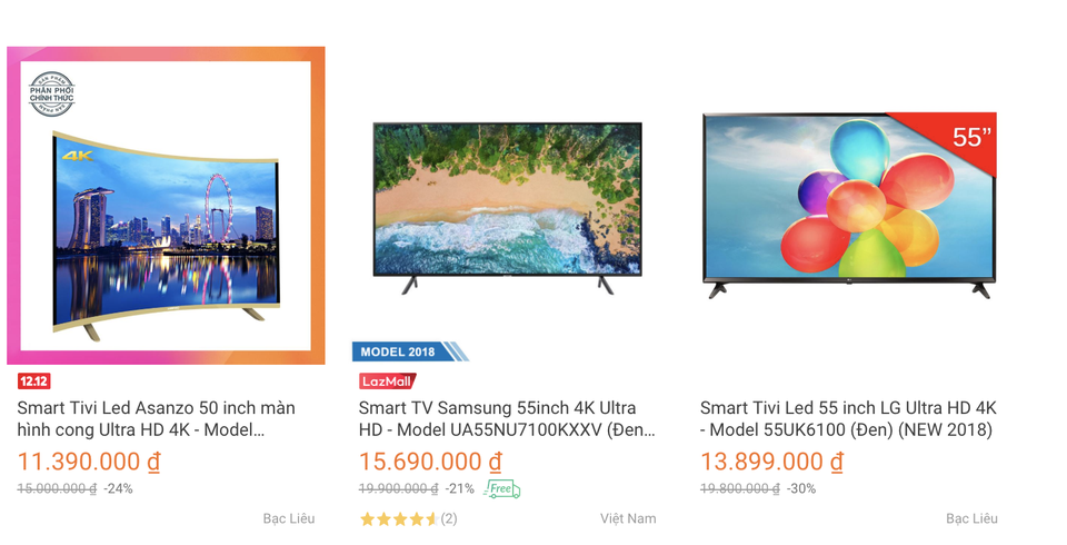 TV đồng loạt giảm giá trước giờ đội bóng Việt Nam đấu Philippines - 2 TV giảm nhiều trên các sàn thương mại điện tử