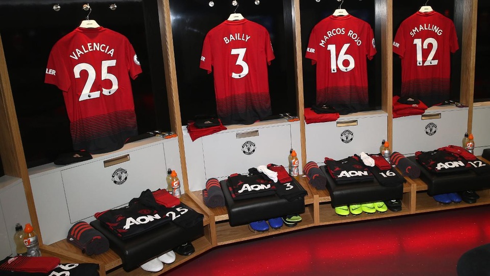 
Trong phòng thay đồ của các cầu thủ Man Utd
