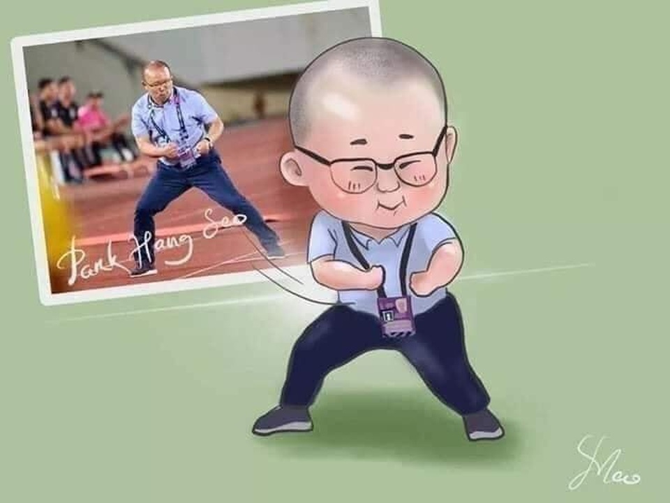 Dân mạng “bùng nổ” sau chiến thắng giúp đội tuyển Việt Nam vào chung kết AFF Cup 2018 - 6 Hình ảnh khoảnh khắc ăn mừng của huấn luyện viên Park Hang Seo được vẽ lại theo phong cách cực đáng yêu