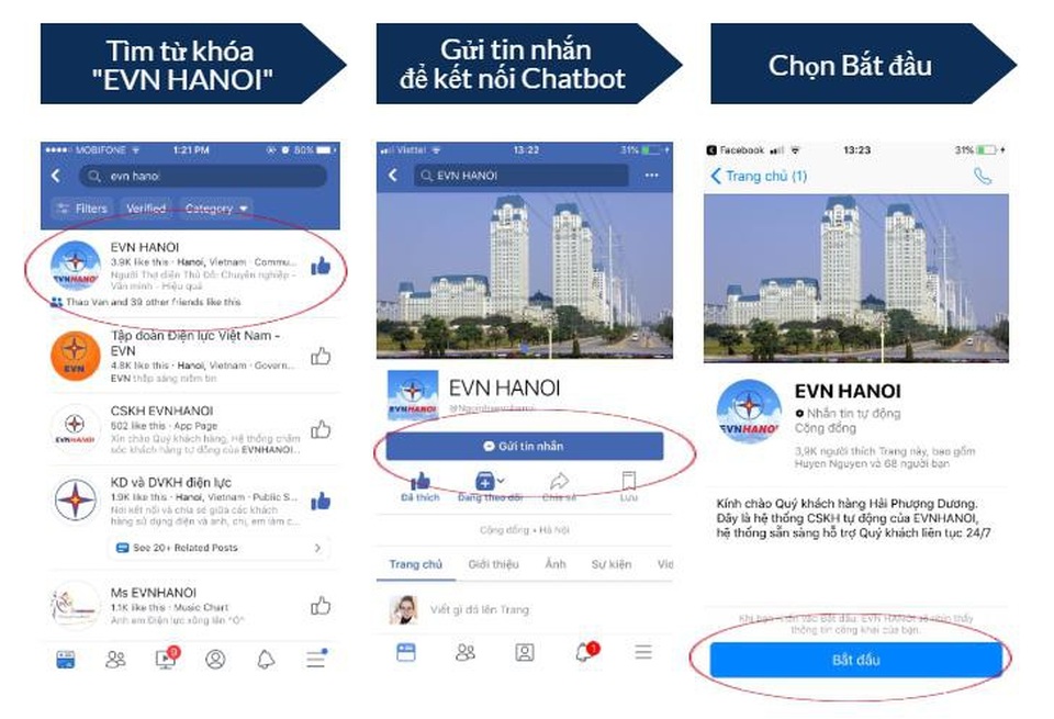 Hội nghị khách hàng EVN HANOI - Nơi lắng nghe và gắn kết - 5 Chatbot 2.0 trên Fanpage Facebook EVN HANOI