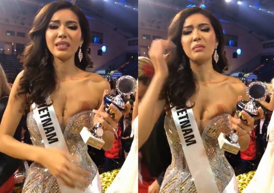 Minh Tú rơm rớm nước mắt khi gửi lời xin lỗi đến người hâm mộ trong nước sau đêm chung kết Hoa hậu Siêu quốc gia tối 7/12.