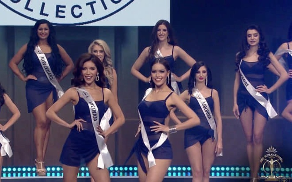 Dừng chân ở top 10 nhưng Minh Tú được trao cúp Hoa hậu Siêu quốc gia 2018 do khán giả bình chọn - 2 Minh Tú trong phần thi trình diễn trang phục áo tắm