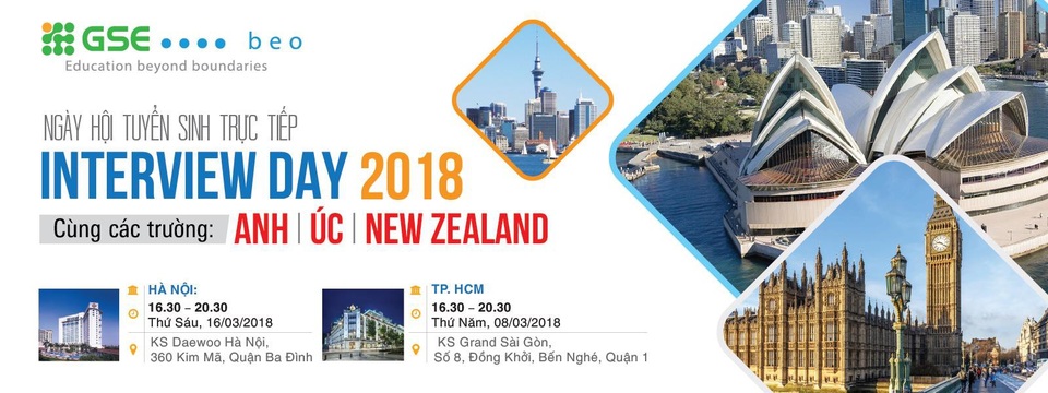 Con đường du học Anh, Úc và New Zealand ngắn nhất từ ngày hội tuyển sinh Interview Day 2018 - 1 Con đường du học Anh, Úc và New Zealand ngắn nhất từ ngày hội tuyển sinh Interview Day 2018 - 1