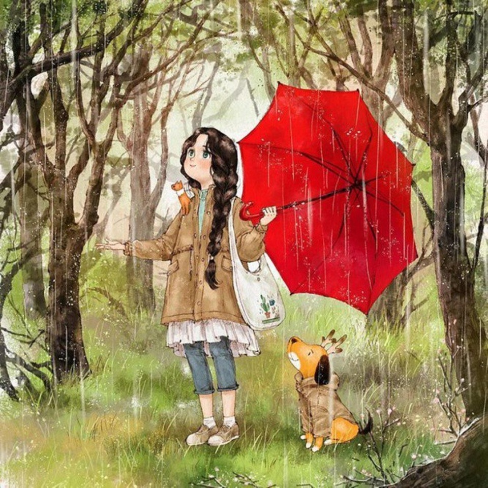 Bộ tranh khiến bạn ấm lòng nếu Valentine này vẫn cô đơn - 16 Đi dưới mưa cũng vui đấy nhỉ!