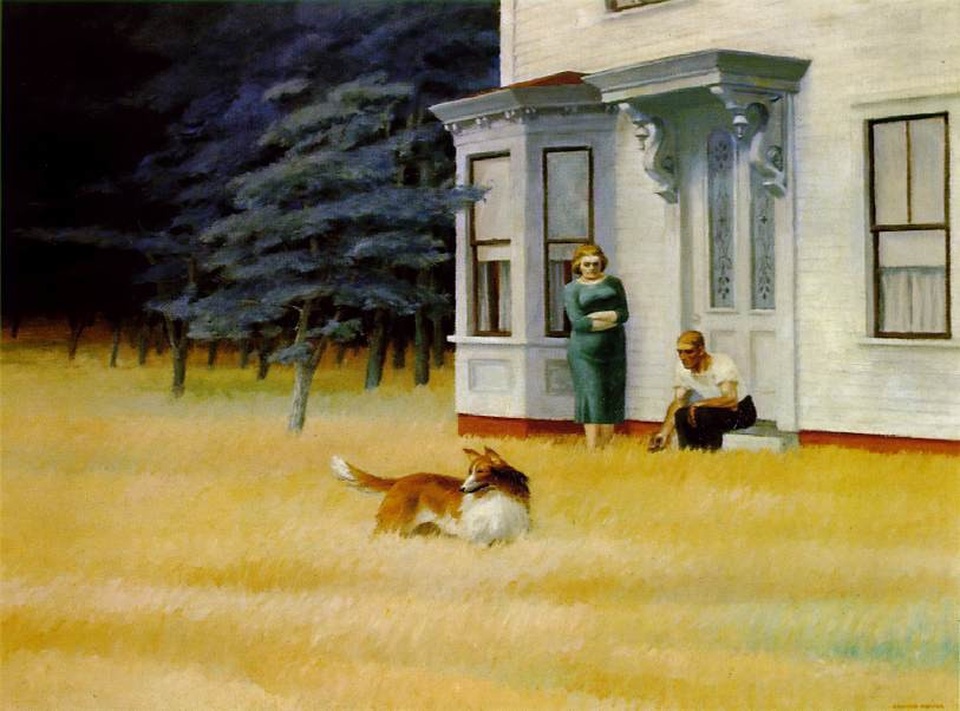Chân dung những chú chó xuất hiện trong siêu phẩm hội họa - 11 Bức “Cape Cod Evening” (Buổi tối ở Cape Cod - 1939) được thực hiện bởi họa sĩ người Mỹ Edward Hopper, hiện đang trưng bày ở Bảo tàng nghệ thuật National Gallery of Art, Washington DC, Mỹ.