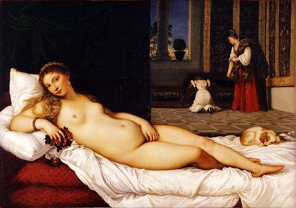 Chân dung những chú chó xuất hiện trong siêu phẩm hội họa - 7 Bức “Venus of Urbino” (1538) được thực hiện bởi danh họa người Ý Titian, hiện đang trưng bày tại bảo tàng nghệ thuật Galleria degli Uffizi, Florence, Ý.