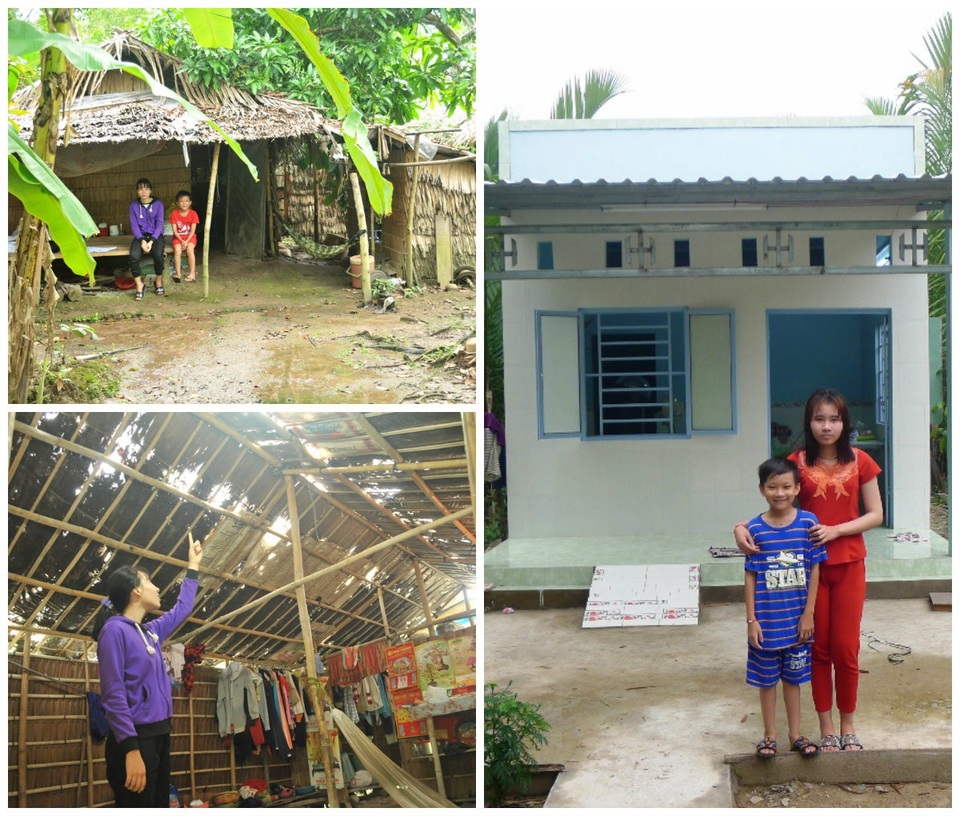 Hai chị em mồ côi vui tết trong căn nhà mới - 1 Hai chị em Nguyễn Thị Minh Thư rất vui khi được đón tết trong căn nhà mới