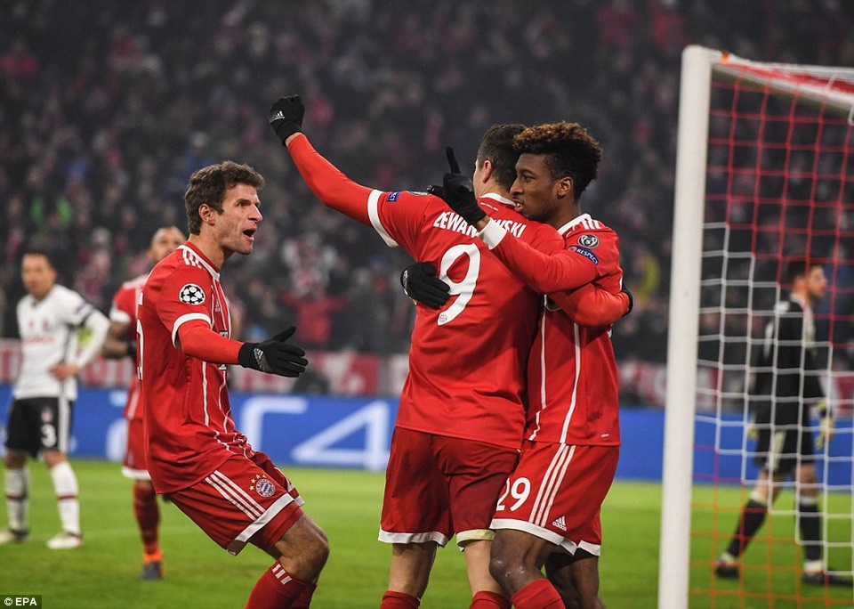 Đại thắng 5-0 Besiktas, Bayern Munich nắm chắc vé vào vòng tứ kết - 2 Với chiến thắng 5-0, Bayern Munich gần như nắm chắc tấm vé lọt vào tứ kết Champions League