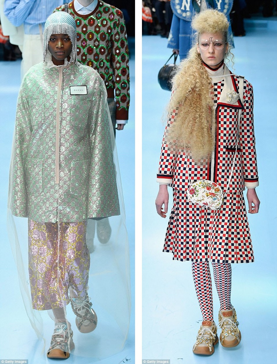 Ngoài thiết kế trang phục lạ lẫm thì cách làm tóc và trang điểm cũng rất kỳ quái.