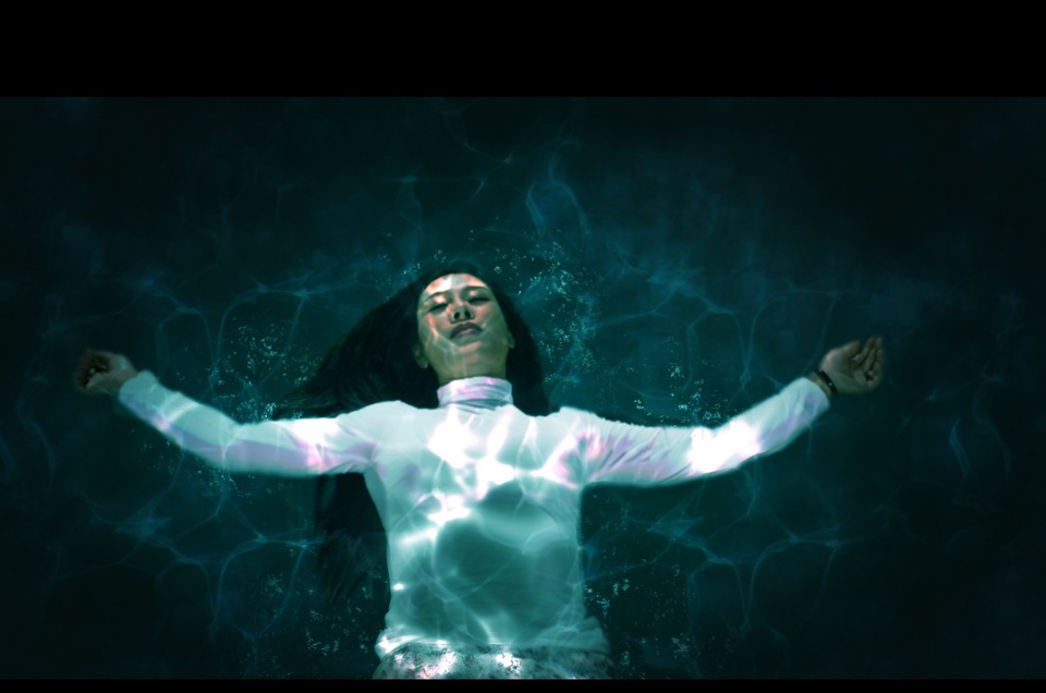 Hoa Trần cảnh trước và sau khi ngâm mình dưới nước.