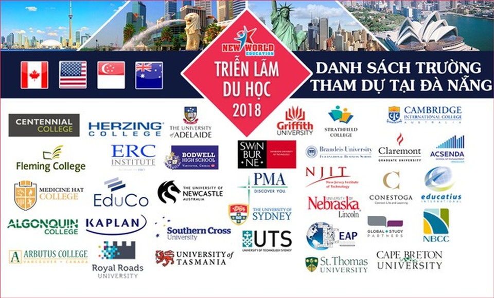 Triển lãm săn học bổng du học Canada, Úc, Mỹ, Singapore 3/2018 - 1 Thông tin học bổng, ưu đãi từng trường tham dự tại Đà Nẵng: http://edufair.newworldedu.vn/