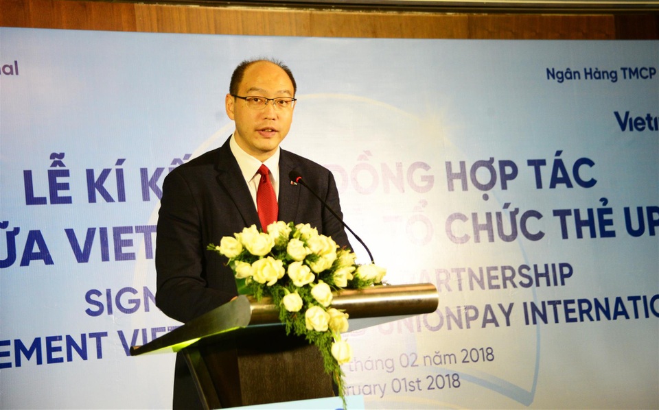 Ông Yang Wenhui - Tổng giám đốc UnionPay International Đông Nam Á phát biểu trong buổi sự kiện.
