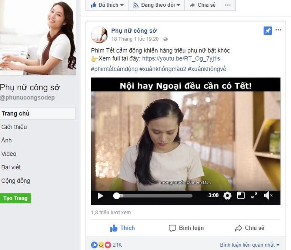 Những bộ phim video ngắn hay nhất dịp Tết Mậu Tuấn 2018 - 1 Video Tết Xuân không màu 2 trên một page cộng đồng
