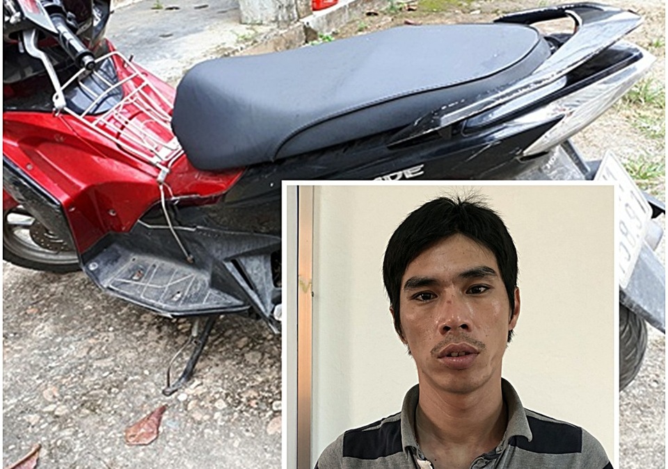Đối tượng Hồ Văn Trung và chiếc xe máy trộm cắp