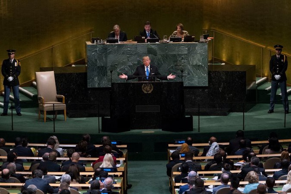 Chặng đường đàm phán chông gai giữa Mỹ và Triều Tiên - 7 Tổng thống Donald Trump chỉ trích Triều Tiên ngay trong bài phát biểu đầu tiên trước Đại hội đồng Liên Hợp Quốc hồi tháng 9/2017 (Ảnh: NYT)