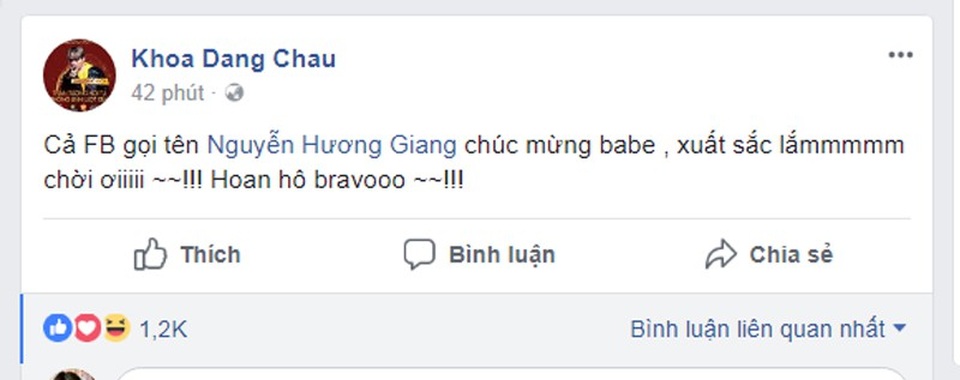 Sao Việt chúc mừng chiến thắng của Hương Giang tại Hoa hậu chuyển giới Quốc tế - 14 Nhạc sĩ Châu Đăng Khoa vô cùng hào hứng và phấn khích vì sự thành công của Hương Giang