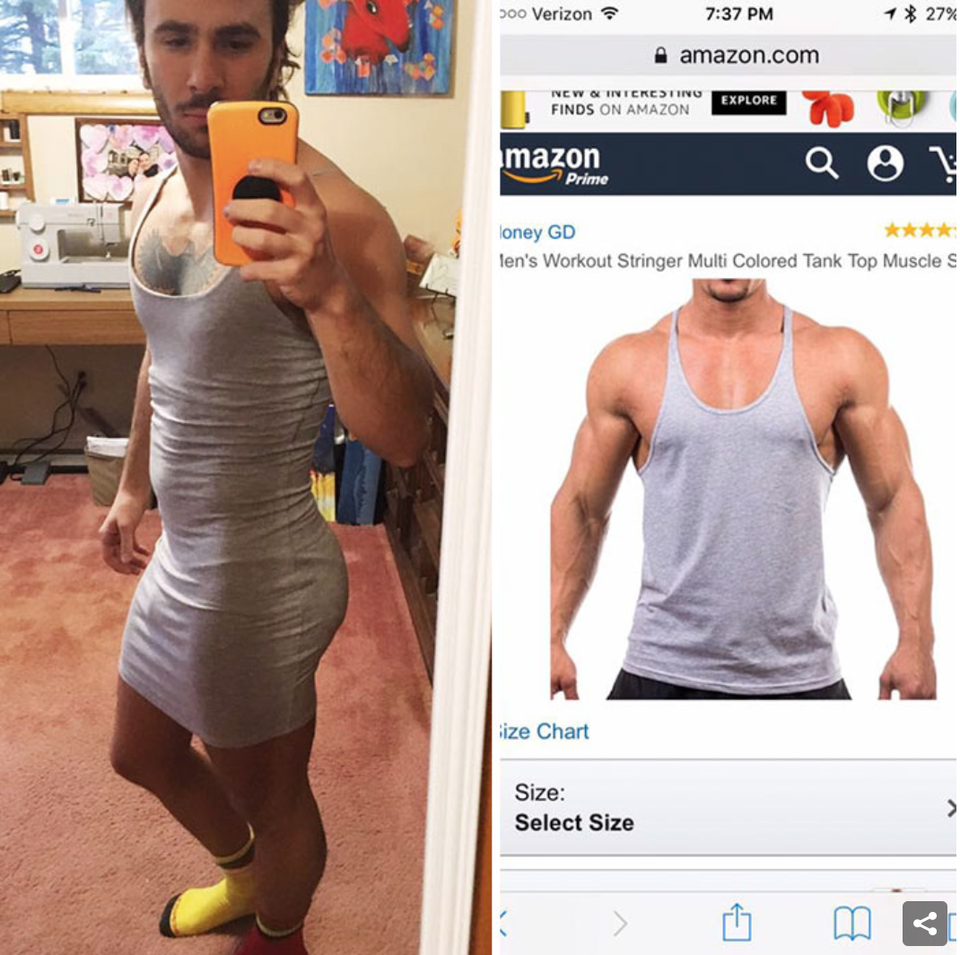 “Dở khóc dở cười” với những thứ nhận được sau khi mua hàng online - 7 Chiếc áo tập nam tính bằng một cách nào đó đã biến thành chiếc ... váy.