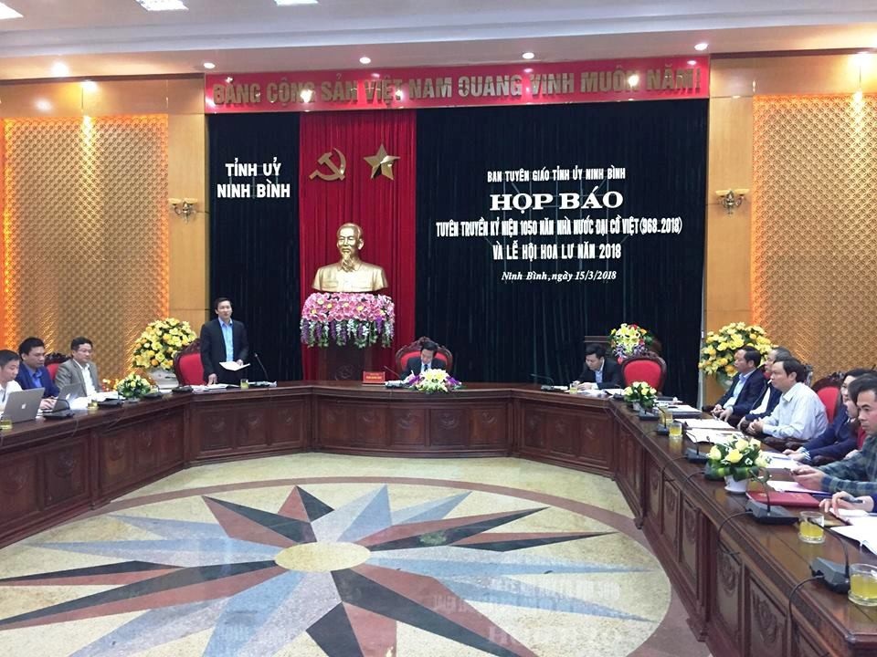 Buổi họp báo tuyên truyền kỷ niệm 1.050 Nhà nước Đại Cồ Việt và lễ hội Hoa Lư 2018.