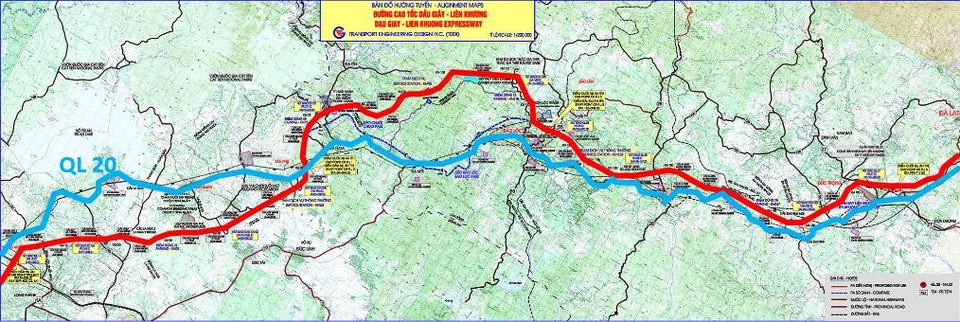 Lâm Đồng tiếp tục đầu tư mở rộng hạ tầng Tp. Bảo Lộc - 2 Hướng tuyến đường cao tốc Dầu Giây - Liên Khương (đường màu đỏ)