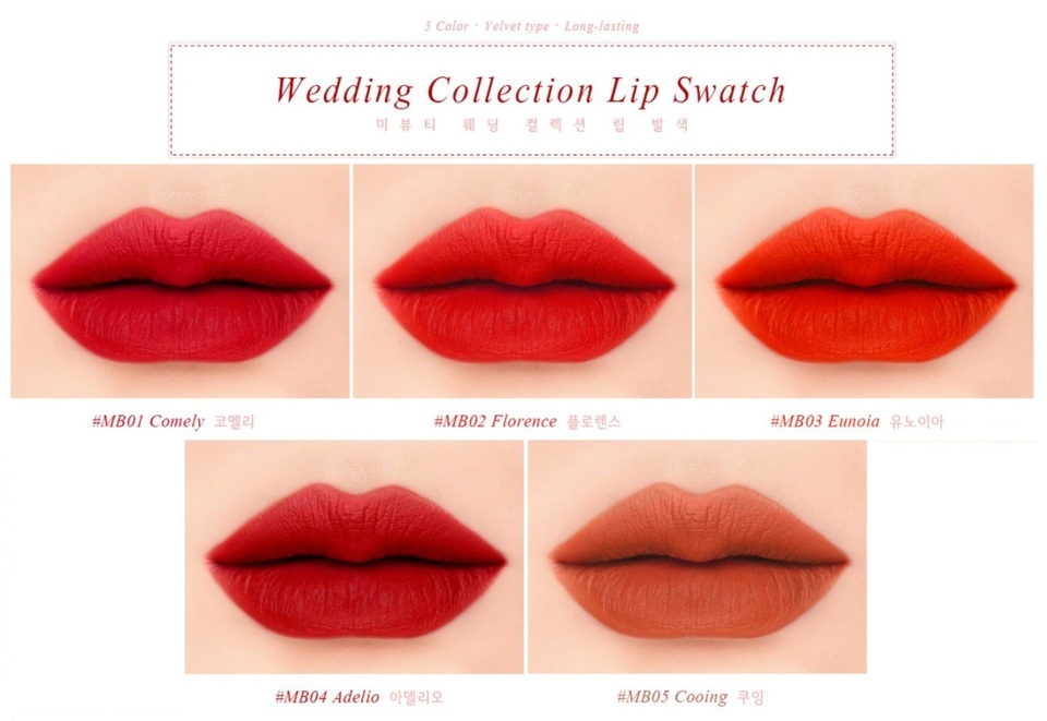 MeBeauty Câu Chuyện Ngôn Tình Có Happy Ending - 5
Bảng màu gồm 5 màu độc đáo khi swatch trên môi.