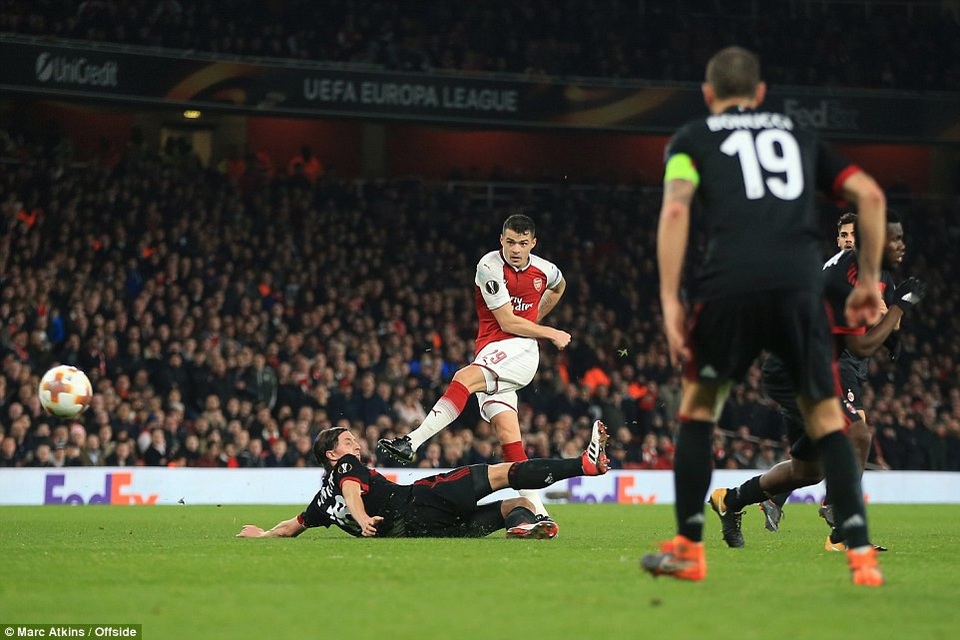 
Granit Xhaka nâng tỷ số lên 2-1 cho Arsenal ở phút 70
