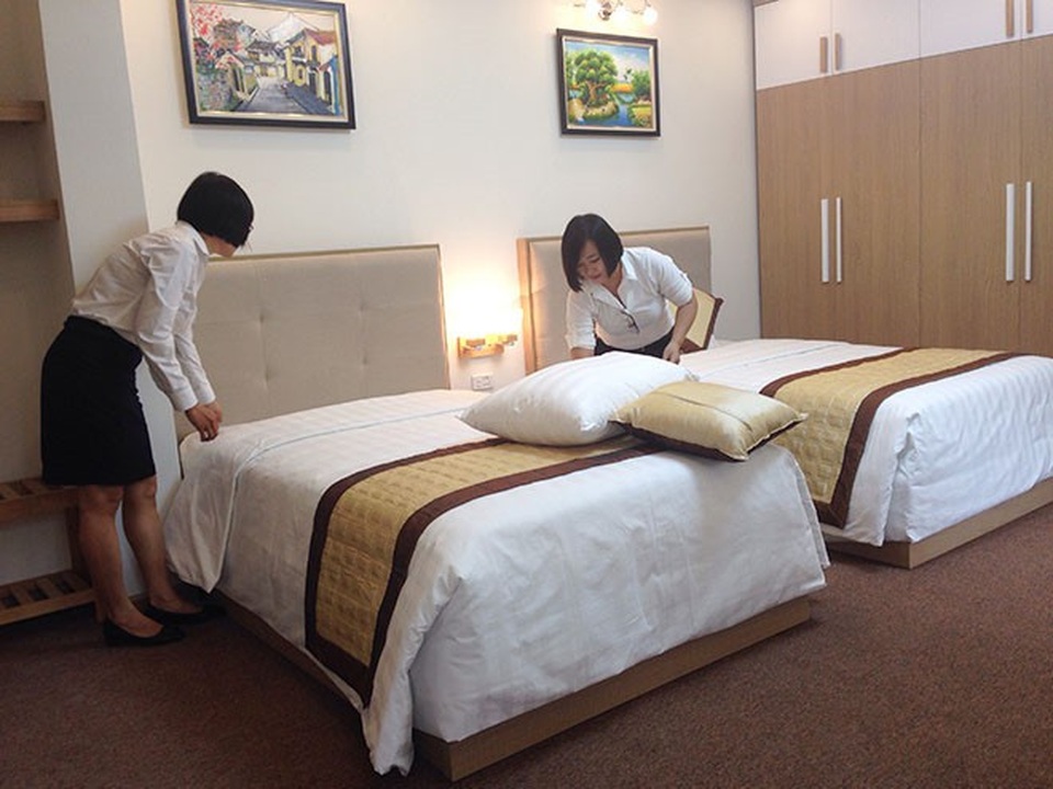 Cơ hội việc làm cho nhân sự trẻ trong ngành Du lịch - 1 Khu vực Buồng tại Trường Trung cấp Nghề Du lịch Hà Nội dành cho sinh viên thực hành.
