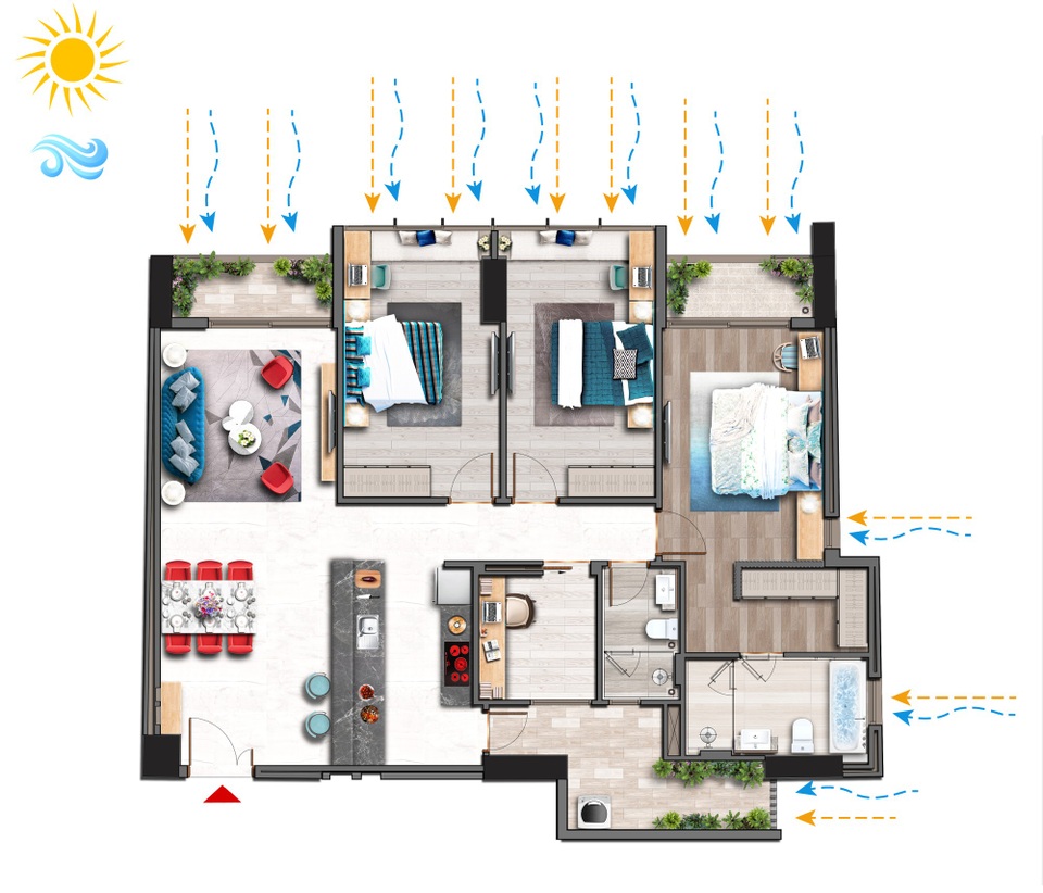 Bất động sản TPHCM đang phát triển mạnh công trình xanh - 8 Căn hộ được thiết kế thông thoáng, đón ánh sáng, gió trời tự nhiên không chỉ mang đến sức khỏe cho người sử dụng mà còn giúp họ tiết kiệm năng lượng nhân tạo, giảm chi phí hàng tháng