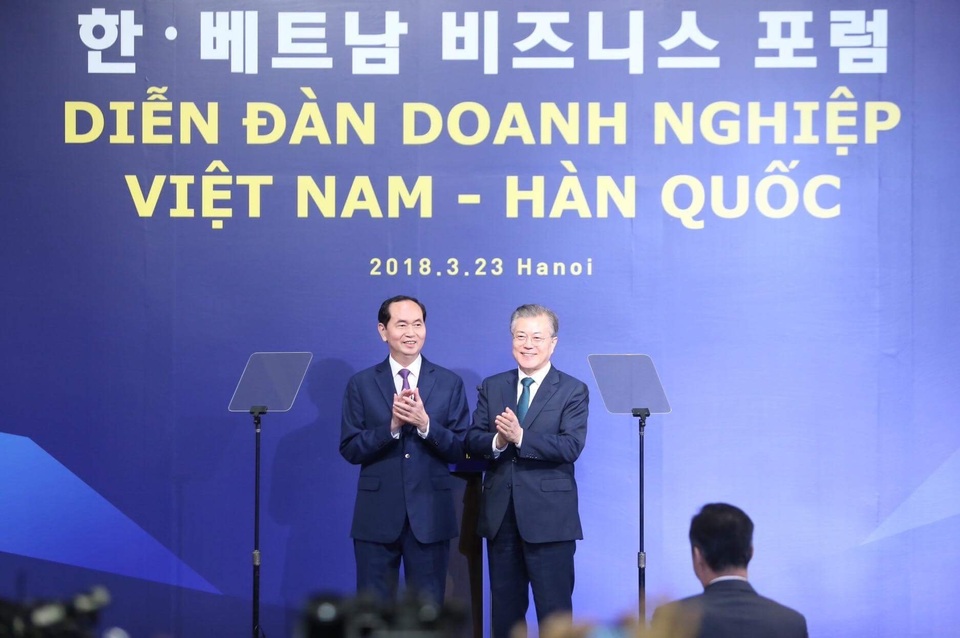 Tổng thống Hàn Quốc hâm mộ về nhiệt huyết, thành quả đạt được của Việt Nam - 4 Hai nhà lãnh đạo Việt Nam - Hàn Quốc tin tưởng về sự phồn vinh và tương lai tốt đẹp trong quan hệ hai nước (ảnh: Hữu Nghị)