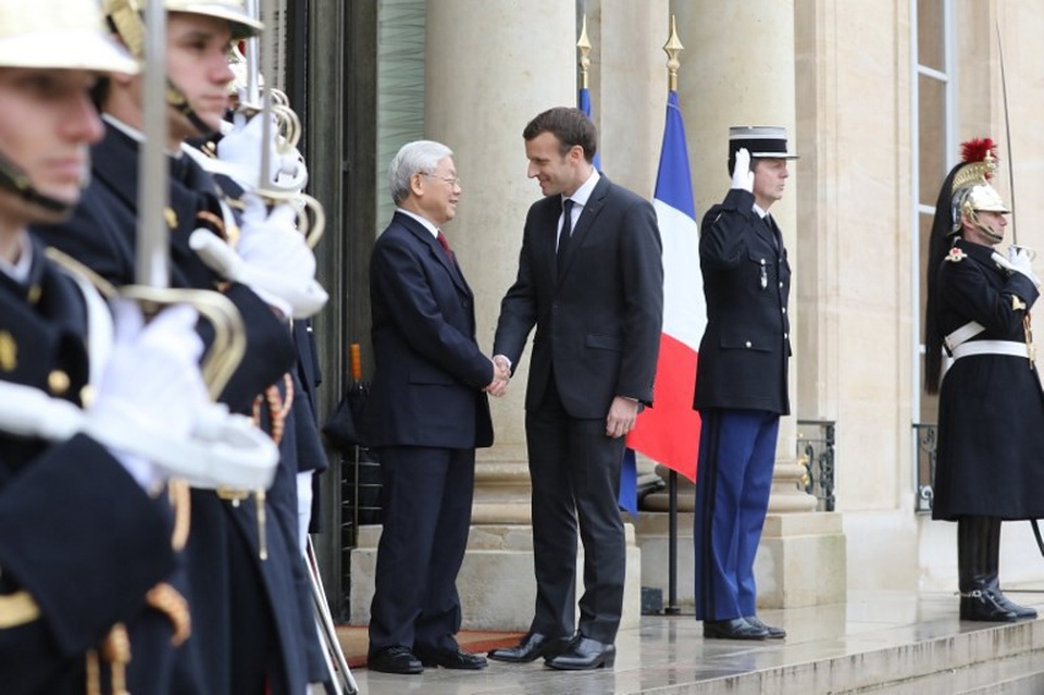 Hình ảnh Tổng Bí thư Nguyễn Phú Trọng hội đàm với Tổng thống Pháp tại Điện Elysee - 1 Hình ảnh Tổng Bí thư Nguyễn Phú Trọng hội đàm với Tổng thống Pháp tại Điện Elysee - 1