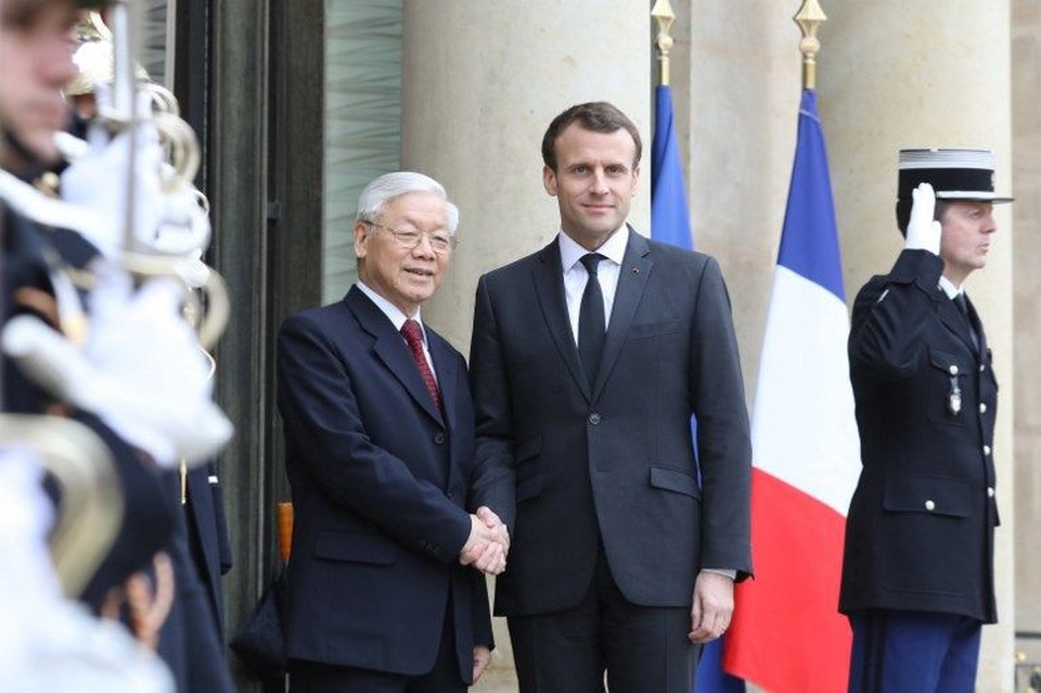 Hình ảnh Tổng Bí thư Nguyễn Phú Trọng hội đàm với Tổng thống Pháp tại Điện Elysee - 3 Hình ảnh Tổng Bí thư Nguyễn Phú Trọng hội đàm với Tổng thống Pháp tại Điện Elysee - 3