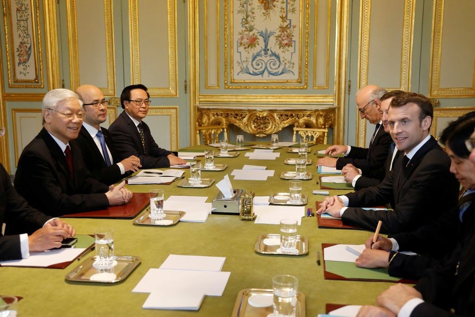 Hình ảnh Tổng Bí thư Nguyễn Phú Trọng hội đàm với Tổng thống Pháp tại Điện Elysee - 6 Hình ảnh Tổng Bí thư Nguyễn Phú Trọng hội đàm với Tổng thống Pháp tại Điện Elysee - 6