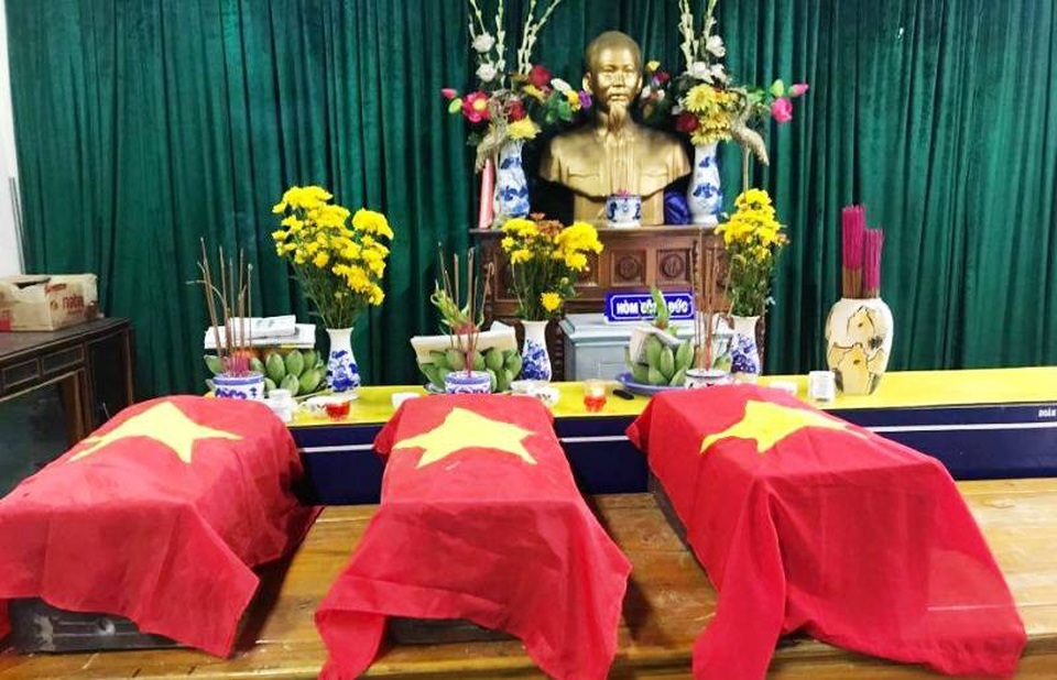 Các hài cốt liệt sĩ được di chuyển về Khu tâm linh huyện để chờ an táng