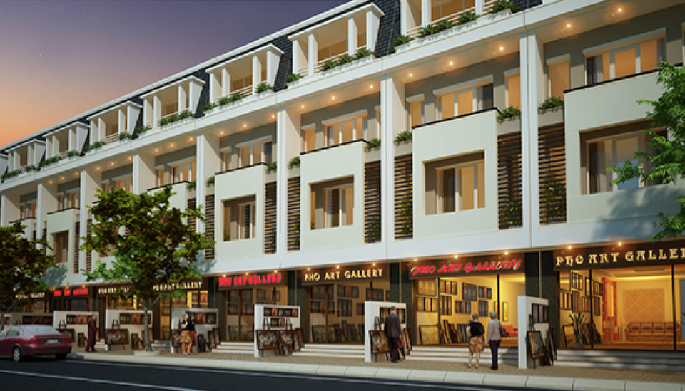 
Dãy phố thương mại trong khu đô thị Duyên Thái; nơi trưng bày các sản phẩm các làng nghề của Thanh Trì và Thường Tín.
